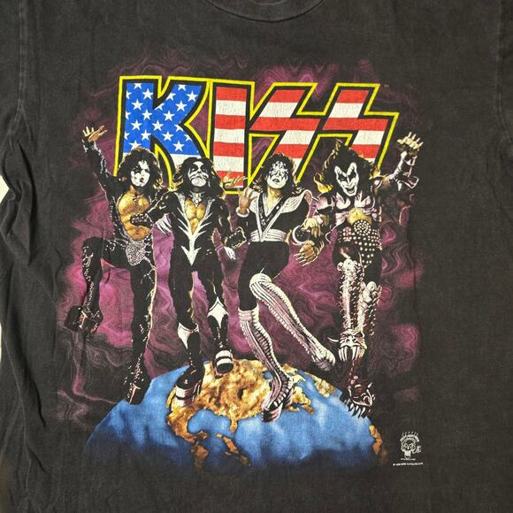 Vintage 1996 KISS World Tour Concert Shirt Authentic sz XL Black - Picture 2 of 7